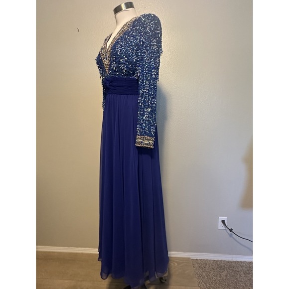 Vintage Victoria Royal Ltd Womens Size 8 Blue Beaded Evening Gown Formal Dress - Picture 11 of 13